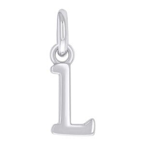 925 Sterling Silver Unisex Initial Small Alphabet L Charm Pendant
